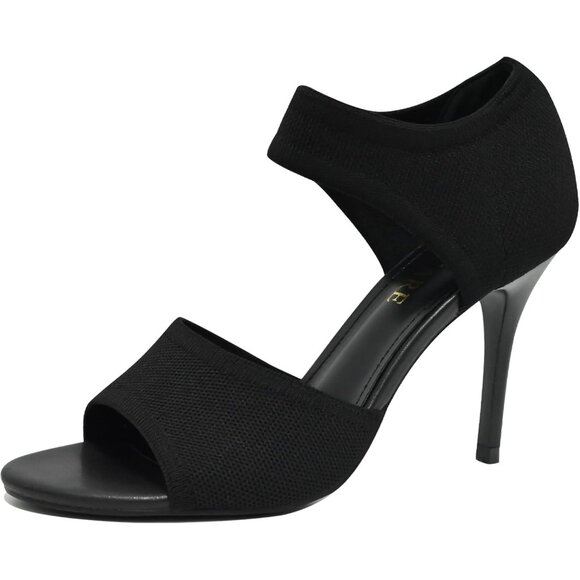Short-cuf 3 Inches Peep Toe Synthetic Stiletto Stretchy Heeled Sandals for Women - Picture 1 of 8